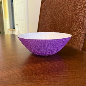 Purple and White Decorative Bowl 7.75” Diameter